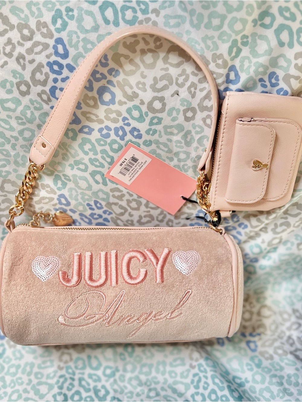 New Cream Juicy Couture Purse Barrel Bag Terry Cloth Juicy Angel Vintage Style